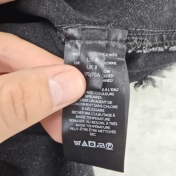 Free People We The Free Black Denim Faded Pleated Skirt Distressed Y2K Grunge - Picture 4 of 8